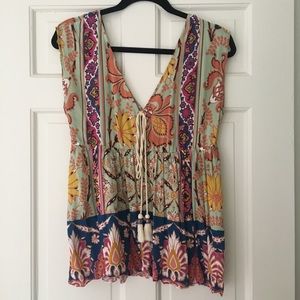 Zara Printed Blouse with Tassels